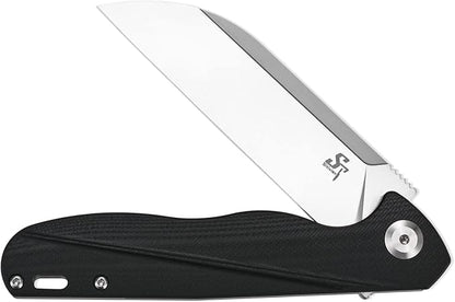 Sitivien ST103 Folding Knife, D2 Steel Blade+G10 Handle Pocket Knife, EDC Tool Knife for Outdoor, Camping, Hunting, Survival (Black)
