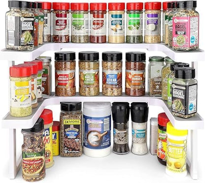 Spicy Shelf Deluxe - Expandable Spice Rack and Stackable Cabinet & Pantry Organizer (1 Set of 2 Shelves) - As seen on TV Deluxe (Spicy Shelf Organizer) - Pantry Organization - Pantry Spice Organizer