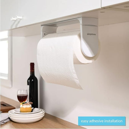 simpletome ONE Hand Tear Paper Towel Holder Under Cabinet Adhesive or Drilling