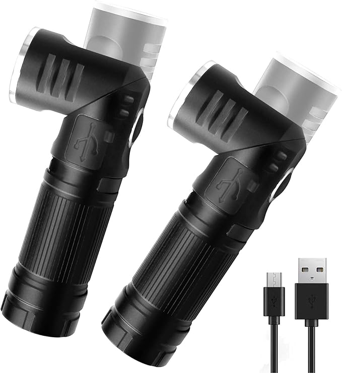 HAUTMEC Rechargeable LED Flashlights 500 High Lumens Super Bright Magnetic Flashlight Waterproof Mini Flashlight 3 Modes Handheld Small Flashlights Powerful for Camping, Outdoor, Hiking(2 Pack)