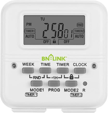 BN-LINK Indoor Digital Light Timer, 7 Day Programmable Plug