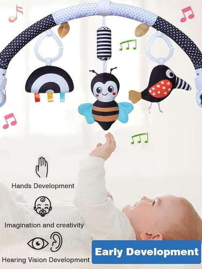 Pau1Hami1ton Baby Stroller Arch Toys, Car Seat Toys,Bouncer Toy Bar/Mobile for Bassinet,Adjustable Baby Hanging Toys Fit for Crib Bed,Stroller,Car Seat.S-19(Black Bee)
