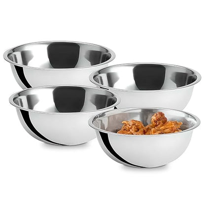 OCS Parts 3 Quart Mixing Bowls | Set of 4 | 9.75-Inch Stainless Steel