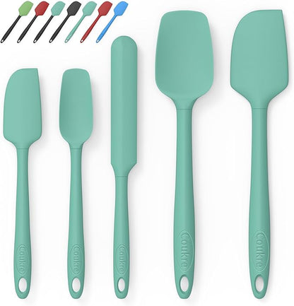 Coukre Silicone Spatula Set of 5,High Temperature Resistant, Food Grade Silicone, Dishwasher Safe, for Baking, Cooking (Pure Aqua Green)