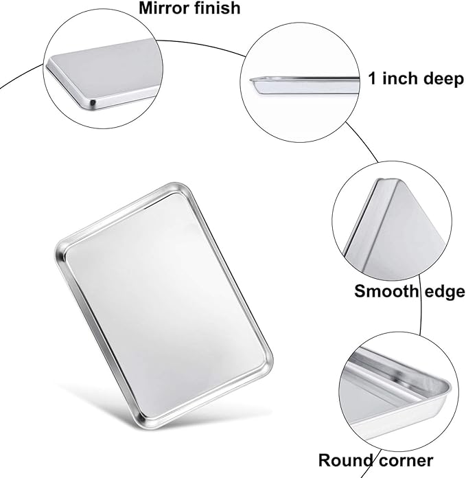 TeamFar Baking Tray and Rack Set, Stainless Steel Baking Pan Cookie Sheet