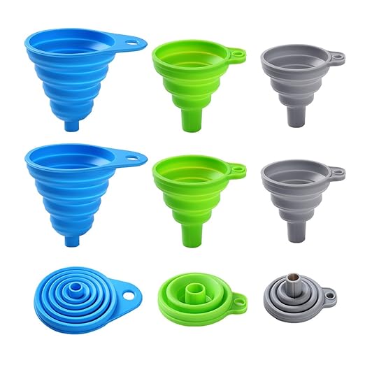 6 Pack Silicone Collapsible Funnels