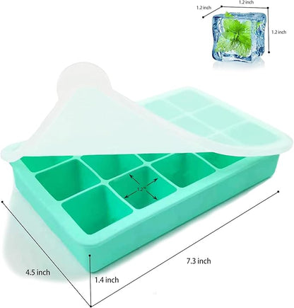 2 Pack Silicone Ice Cube Trays, Easy Release Flexible-15 Cubes Ice Cube Molds