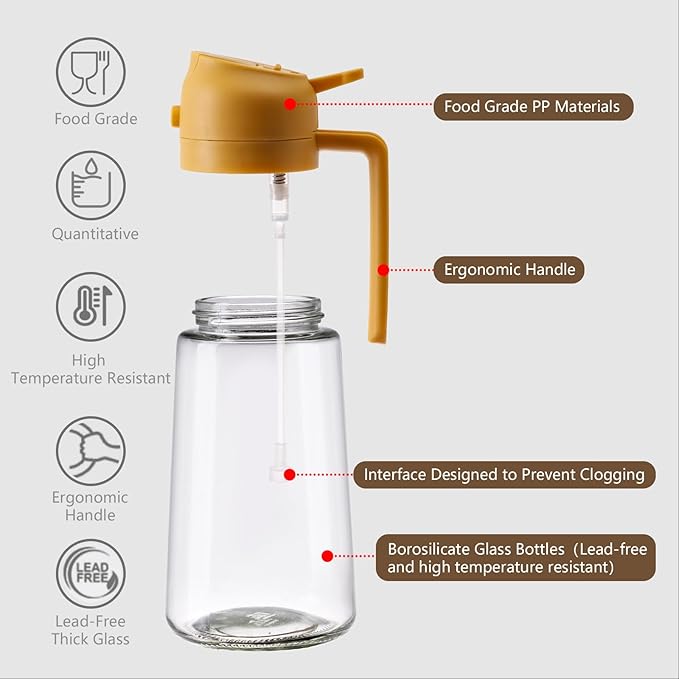 SWEET VIEW Oil Sprayer for Cooking, 16oz/470ml 2 In 1 Glass Olive Oil Sprayr &