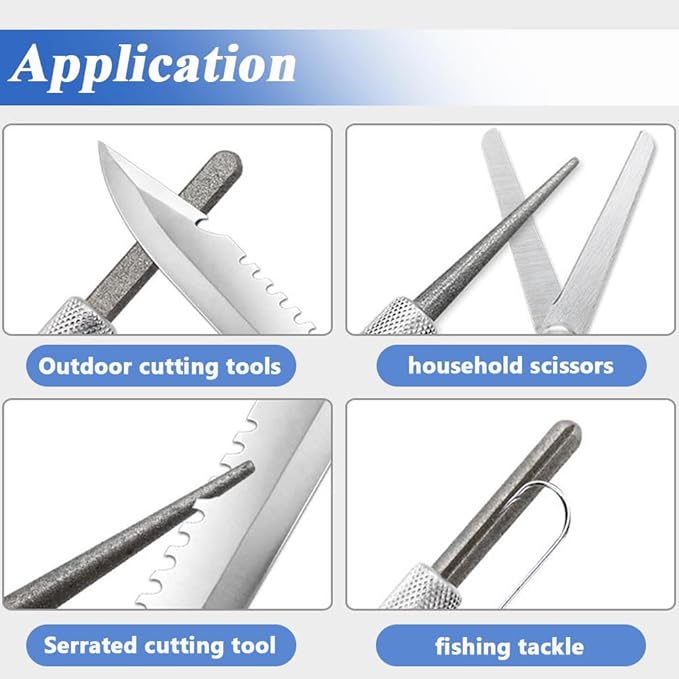 Wolfride 2Pcs Serrated Knife Sharpener, Retractable Diamond Sharpening Rod