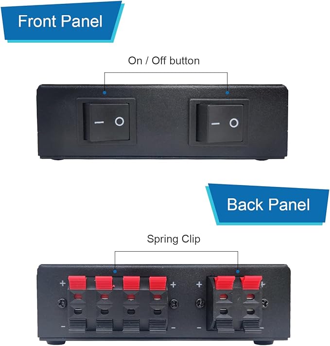 SENWIKATIN 2-Way Speaker Selector, Passive 2 Zone Distribution Box 150W /
