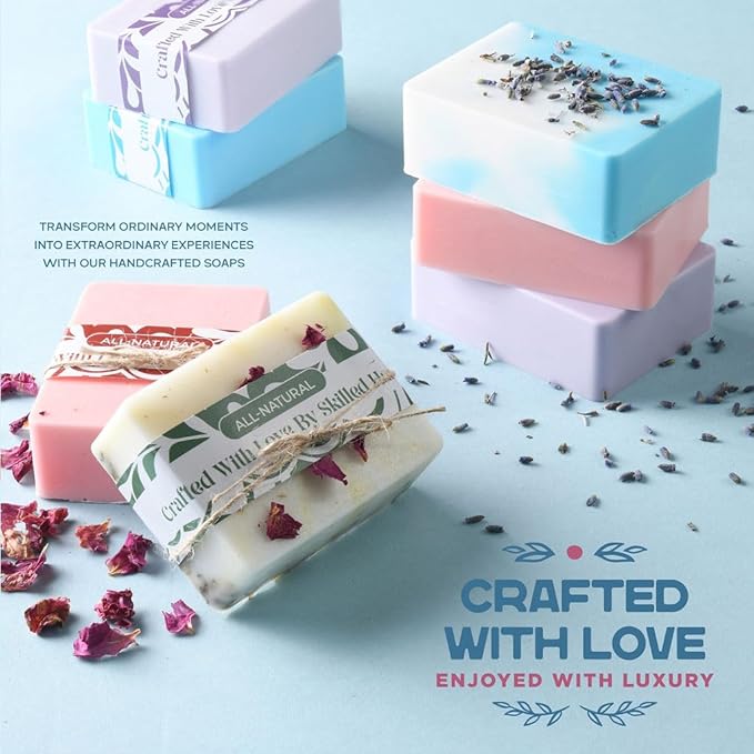 Soap Making Kit - Soap Making Supplies melt and Pour - DIY Set for Adults and Kids, Includes soap Base, Silicone molds, fragrances, Rose and Lavender Petals, by Prime Creations