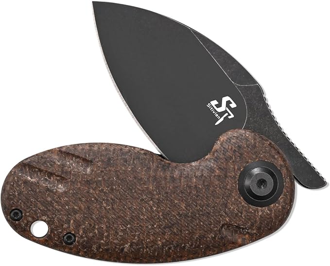 Sitivien ST153 Pocket Folding Knife,Sandvik 14C28N Black Stonewashed Blade with Micarta Handle,Chinese Zodiac Series EDC Tool Knifes Utility Knife for Camping Hunting Survival Hiking(Brown) … …
