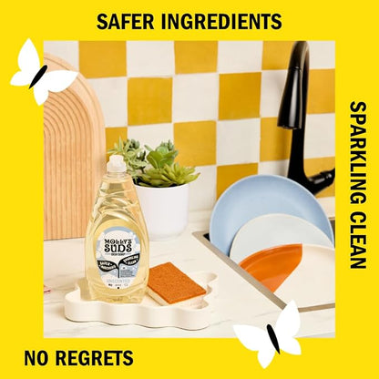 Molly's Suds Liquid Dish Soap | Clean, Simple Ingredients | Extra Scrubbing Power | Unscented, 24 oz - 2 Pack