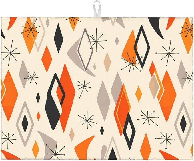 Retro Geometric Pattern Dish Drying Mat