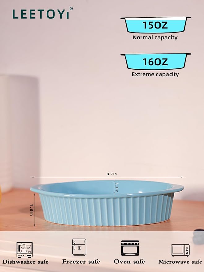 LEETOYI Porcelain Small Oval Au Gratin Pans, Baking Dish Set