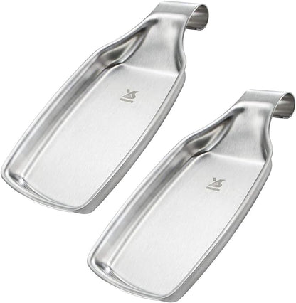 MSY BIGSUNNY Spoon Rest for Stove Top, 304 Stainless Steel Cooking Utensils Spatula Rest for Kitchen Counter, 2 Pack