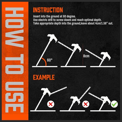 HORUSDY Tent Stakes Heavy Duty, 18-Pack 8.07 Inch Tent Stakes with with 4x13ft Rope & 1 Stopper T Pull Hook