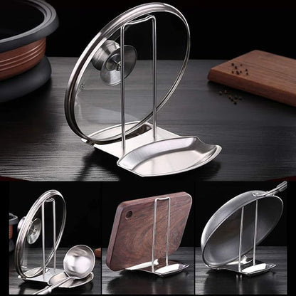 Lid and Spoon Rest Shelf, 304 Stainless Steel Pan Pot Cover Lid Rack Stand