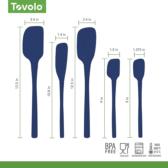 Tovolo Flex Core 5 Piece Silicone Spatula Set Heat Resistant All Silicone