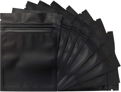 100 Pack Mylar Bags 3.3 x 5.1 Inch Resealable Smell Proof Bags Foil Pouch Bag Flat Bag Matte Black