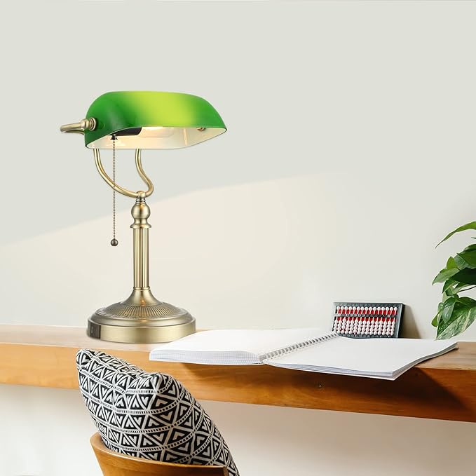 Newrays Green Glass Bankers Desk Lamp