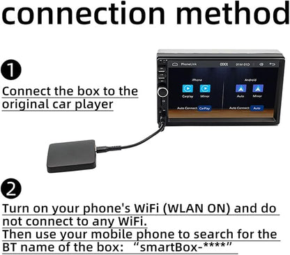 Car Wireless Carplay Box Wireless Android Auto Converter Box 5.0 Bluetooth Support Wireless Carplay Adapter Compatible for Automobile Player Black