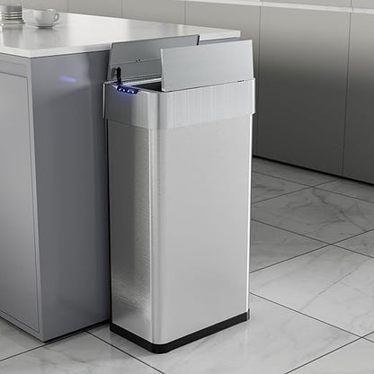 TLSUNNY 16 Gallon Automatic Trash Can, Stainless Steel Motion Sensor Garbage bin