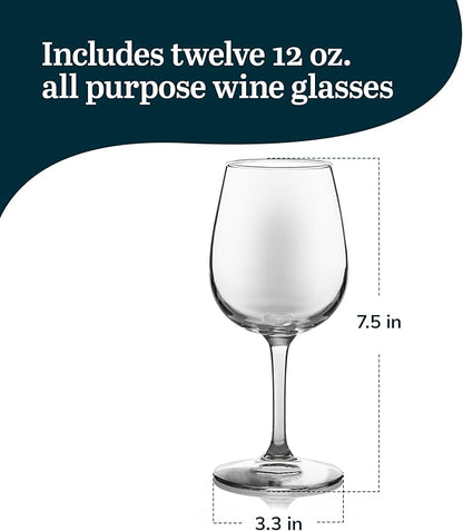 Libbey All-Purpose Wine Party Glasses, 12.75-ounce, Set of 12