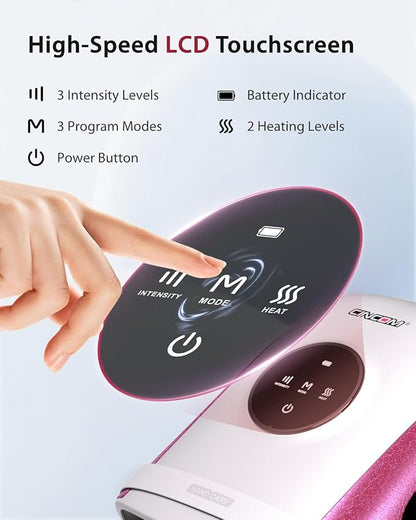 CINCOM Hand Massager with Heat and Compression, Finger and Palm Massage Machine for Pain Relief, Arthritis and Improved Circulation, Gifts for Women, Cordless and Rechargeable (White)