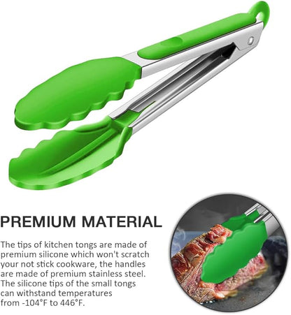 Small Silicone Serving Tongs Set of 3, Mini Tongs