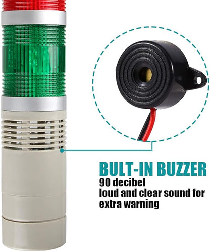 Industrial Signal Tower, Column LED Alarm Tower Lamp Flash Indicator, 3-Layer Stack LED Warning Light for Safety (DC 12V/Steady ON Light)
