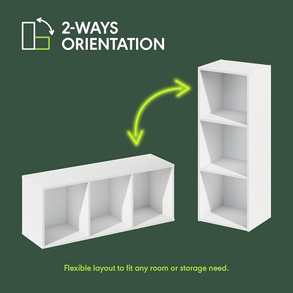 Furinno LUDER Book Shelf, 3-Cube Bookshelf, Bookcase