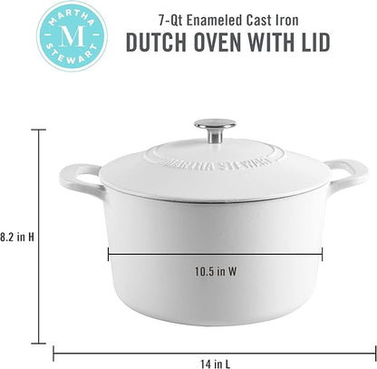 MARTHA STEWART Gatwick 7-Quart Enamel Cast Iron Dutch Oven Pot