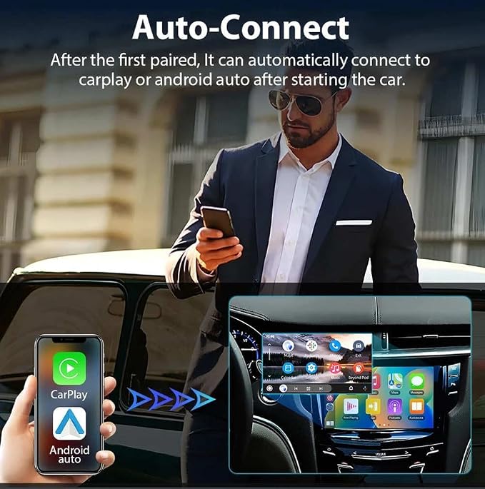 Wireless Android Auto Adapter for BMW i3 2019-2025,Fast Auto-Connect Android Auto Wireless Adapter,Plug and Play Mini Stable Adapter,A
