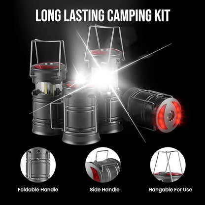 Lichamp 4 Pack LED Camping Lanterns, Battery Powered Lantern Flashlight COB Camp Light for Power Outages, Camping Supplies and Home Hurricane Supplies, F4GY