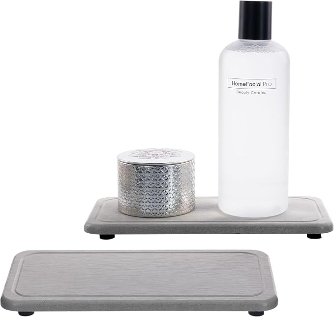 NiuYichee 2 Pcs Water Absorbing Stone Trays, Kitchen/Bathroom Sink Soap Dish