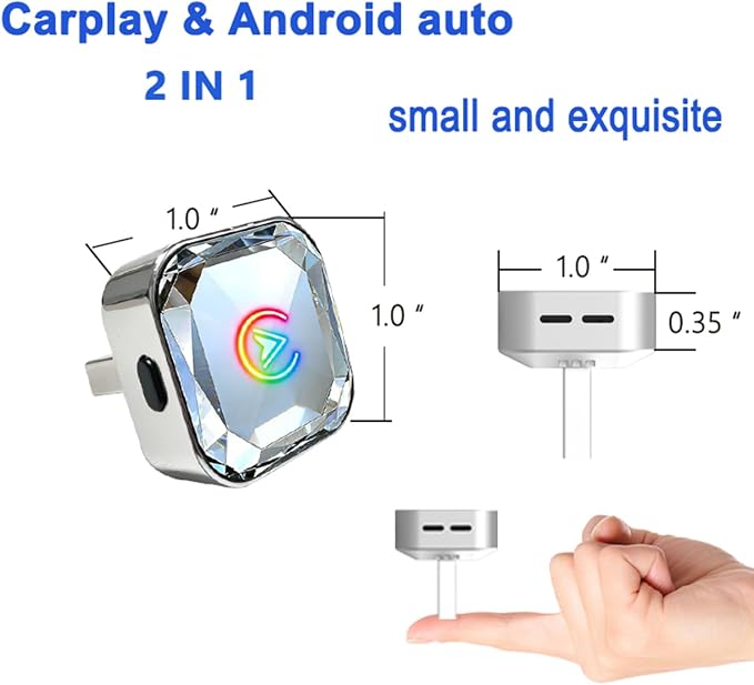 2 in 1 Wireless CarPlay and Android Auto Adapter for Mercedes-Benz GLB‑Class 2020 2021 2022 2023 2024, Mini CarPlay Dongle Converts Wired to Wireless, Fast Auto-Connect