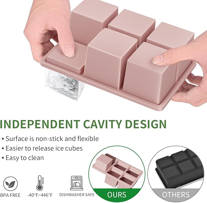Large Ice Cube Tray for Whiskey: FDDBI Silicone Ice Cube Trays