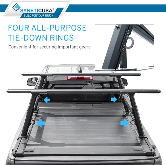 Syneticusa MR Retractable Truck Bed Cover with R1 Rack for Ford F-150 2004–2026 | 6’7” (78.9”) Bed | Aluminum Hard Retractable Tonneau Cover | One-Person Installable | Waterproof, Low-Profile