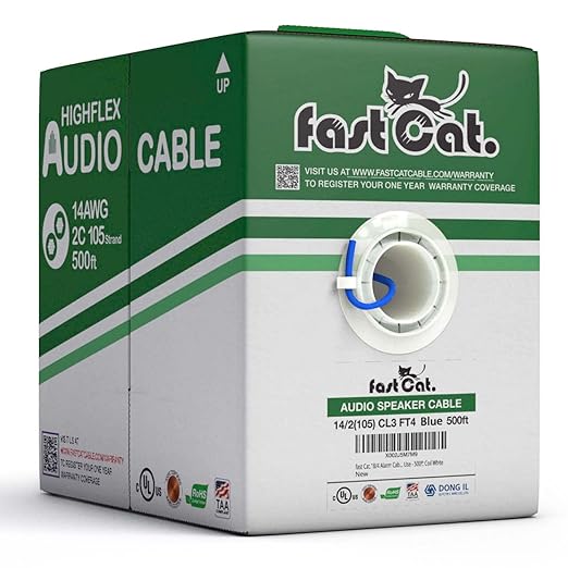 fast Cat. Speaker Wire 14 Guage 2C, UL Listed & CMR/CL3R-FT4 Rated