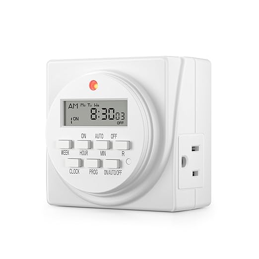 BN-LINK Indoor Digital Timer Outlet, Dual Outlet 7 Day Programmable Light Switch