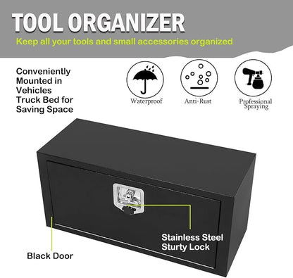 36 Inch Steel Underbody Truck Tool Box with T-Handle Lock Latch, Truck Storage Organizer for Organization and Storage, Job Tool Chest, 36"x 14"x 16" Inch