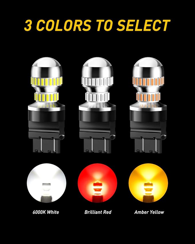 AUXITO LED Turn Signal Bulb 3157 LED Bulbs Amber Yellow Brighter 3156 3457A 4057 4157 LED Bulb for Front Rear Turn Signal Light Blinker DRL Marker Parking Lights, Pack of 2