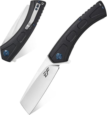 Eafengrow EF931 Pocket Knife D2 Steel Blade Outdoor Tool Knives G10 Handle Pocket Clip EDC Knife for Camping Survival and Outdoor (black)