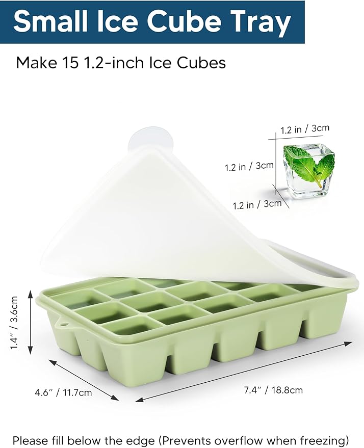 Silicone Ice Cube Tray, 2 Pack Ice Trays