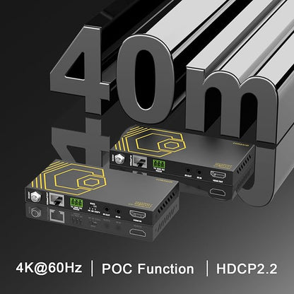 HDMI Extender Over Ethernet 4k 60HZ Uncompressed 18G/BPS Over Single Cat5/6 up