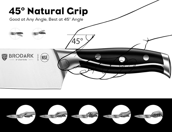 BRODARK Knife Set: 7 Piece Ultra Sharp Kitchen Knife Set Without Steak Knives