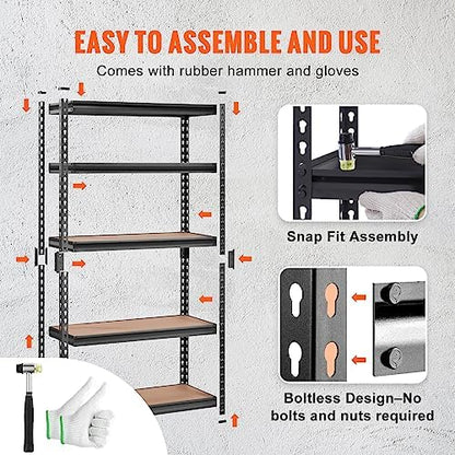 VEVOR Storage Shelves 5-Tier Adjustable 2000 lbs 30"x12"x60" Shelving Unit
