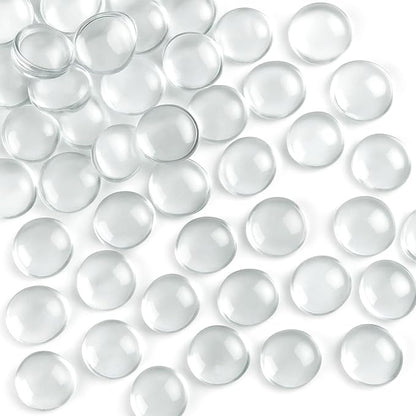FUTUREPLUSX 1LB Clear Flat Glass Marbles, Vase Filler Glass Pebbles Floral Beads Table Aquarium Gravel Decoration DIY Craft