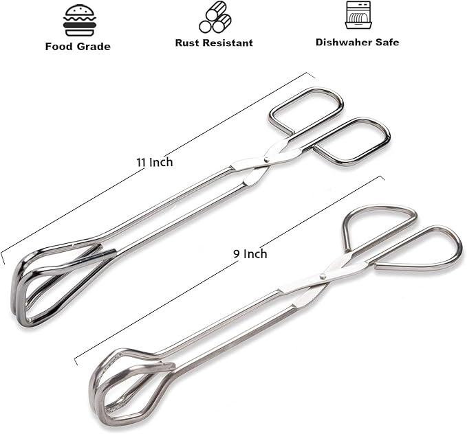 Hiash 9-Inch and 11-Inch Heavy Duty Stainless Steel Kitchen Tongs